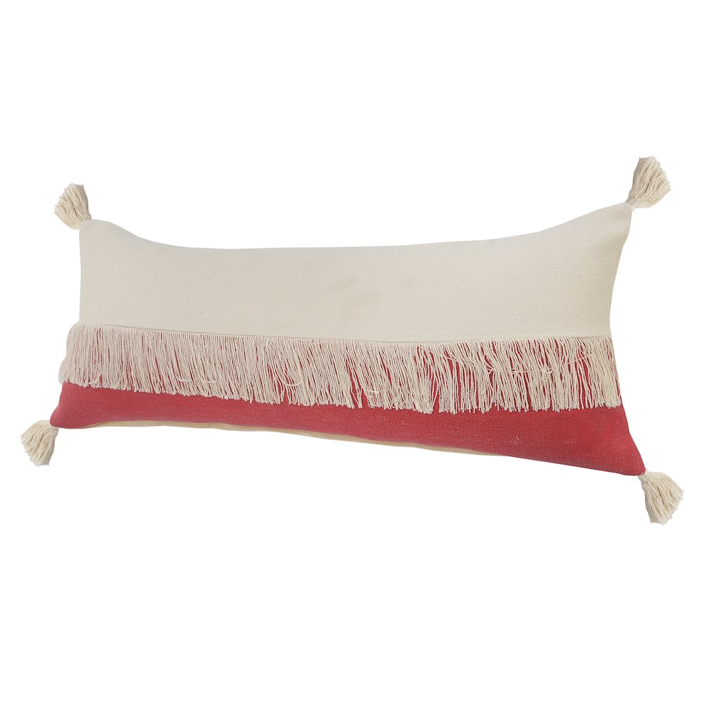 Fringe Festival Raspberry Color Block Lumbar Throw Pillow. Picture 6