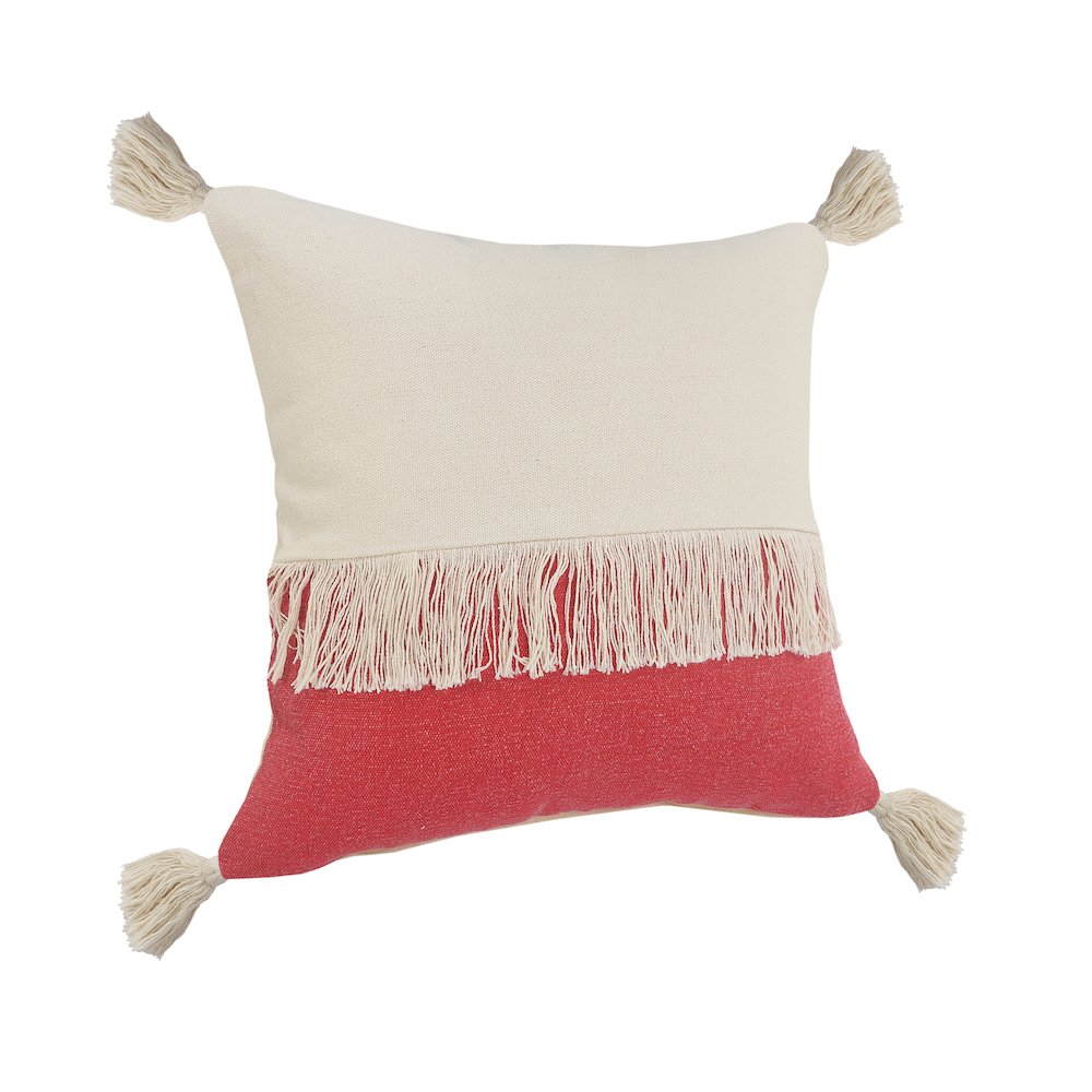 Fringe Festival Raspberry Color Block Throw Pillow. Picture 5
