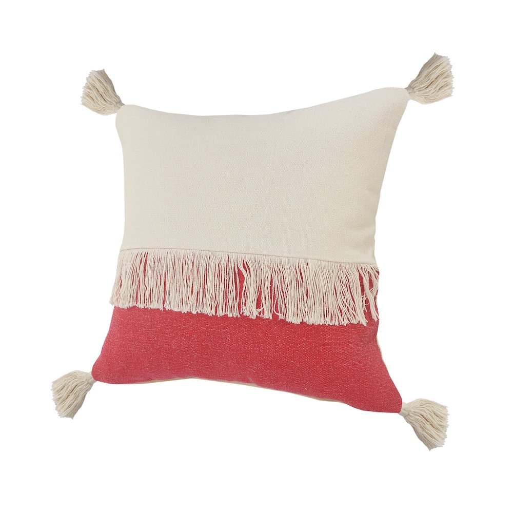 Fringe Festival Raspberry Color Block Throw Pillow. Picture 6