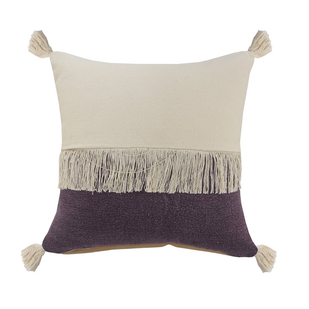 Fringe Festival Purple Color Block Throw Pillow. Picture 1