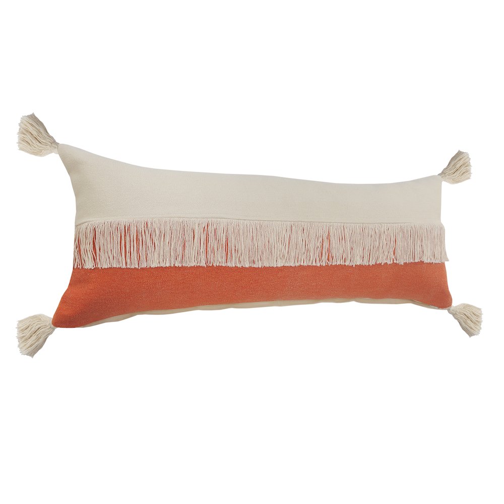 Fringe Festival Orange Color Block Lumbar Throw Pillow. Picture 5