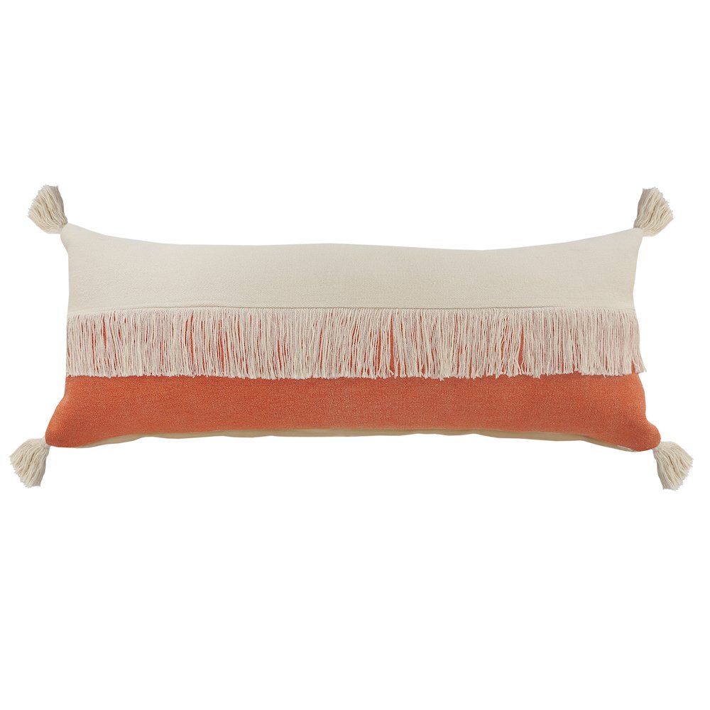 Fringe Festival Orange Color Block Lumbar Throw Pillow. Picture 1