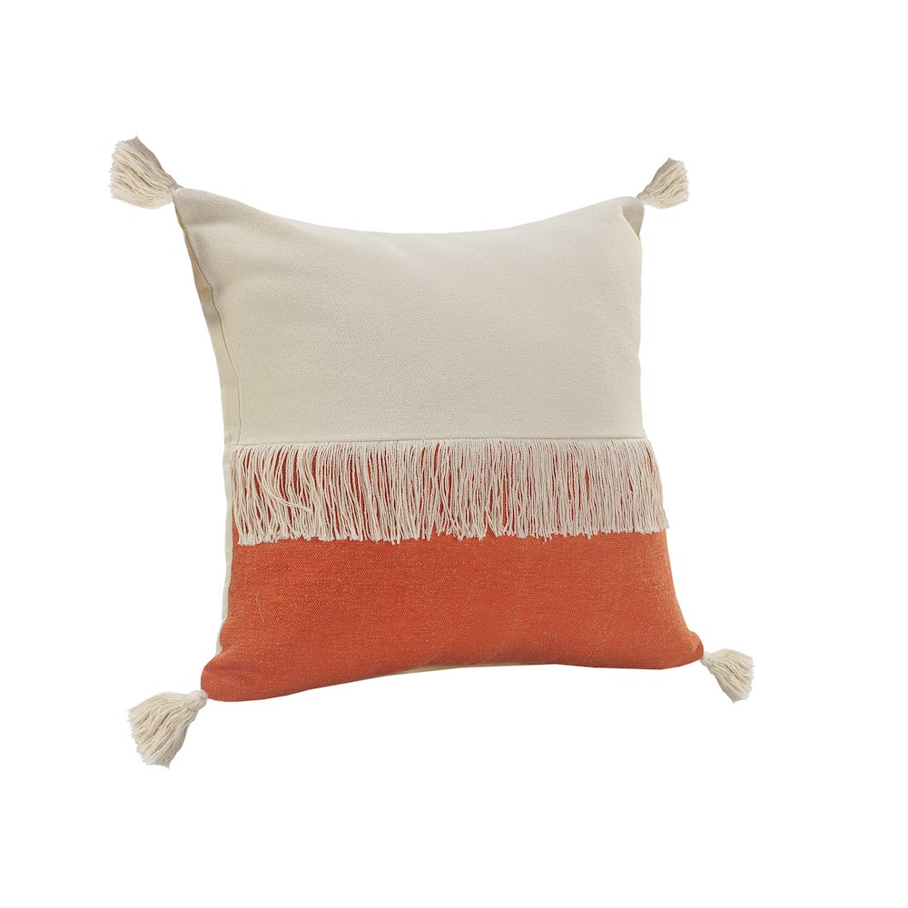 Fringe Festival Orange Color Block Throw Pillow. Picture 5