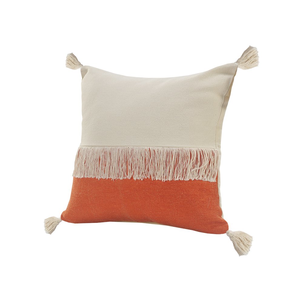 Fringe Festival Orange Color Block Throw Pillow. Picture 6