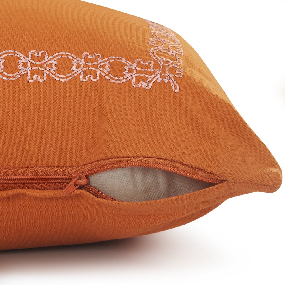 Dainty and Delicate Embroidered Border Lumbar Throw Pillow. Picture 3