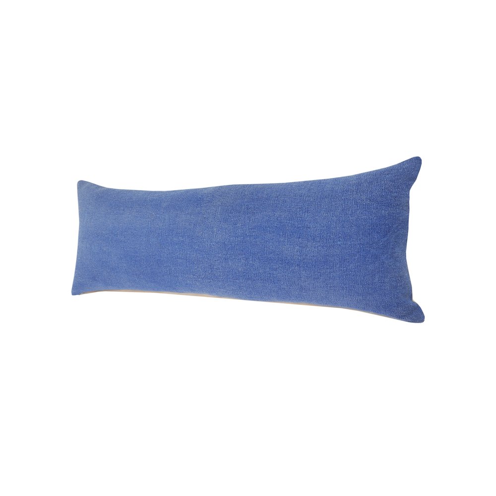 Classic Blue Solid Lumbar Throw Pillow. Picture 6