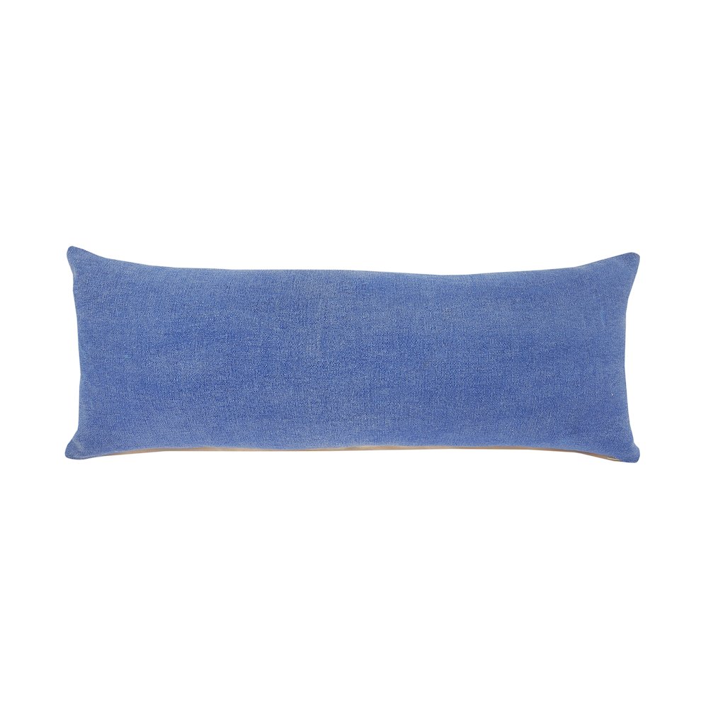 Classic Blue Solid Lumbar Throw Pillow. Picture 1