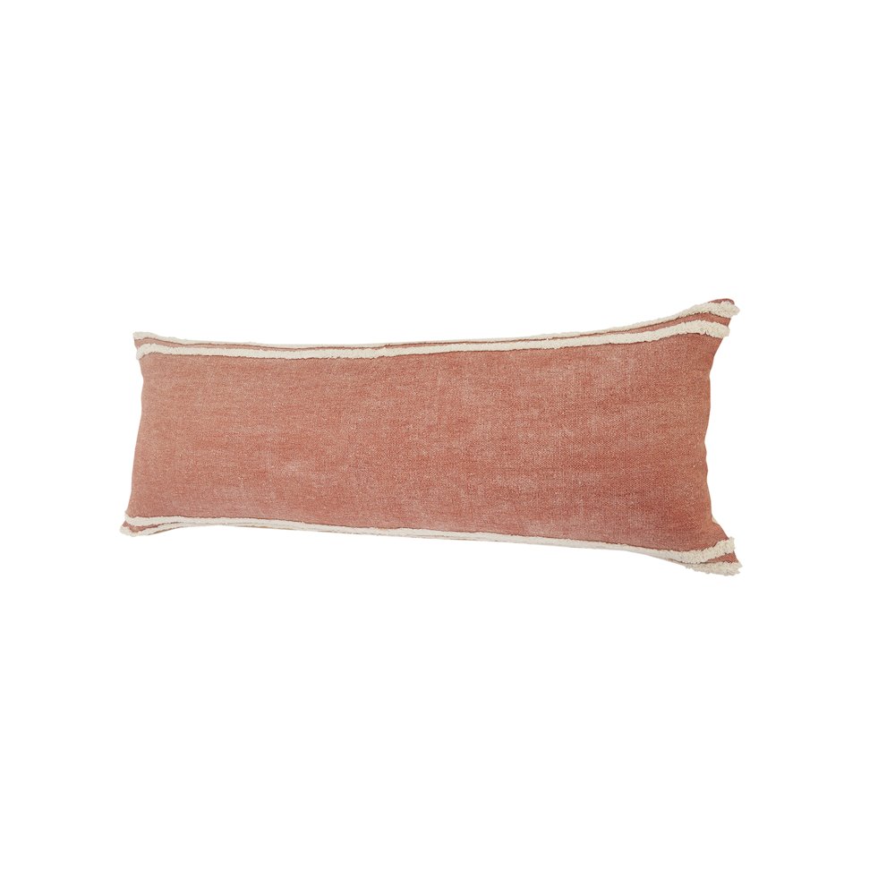 Soft Striped Cinnamon Lumbar Throw Pillow. Picture 6