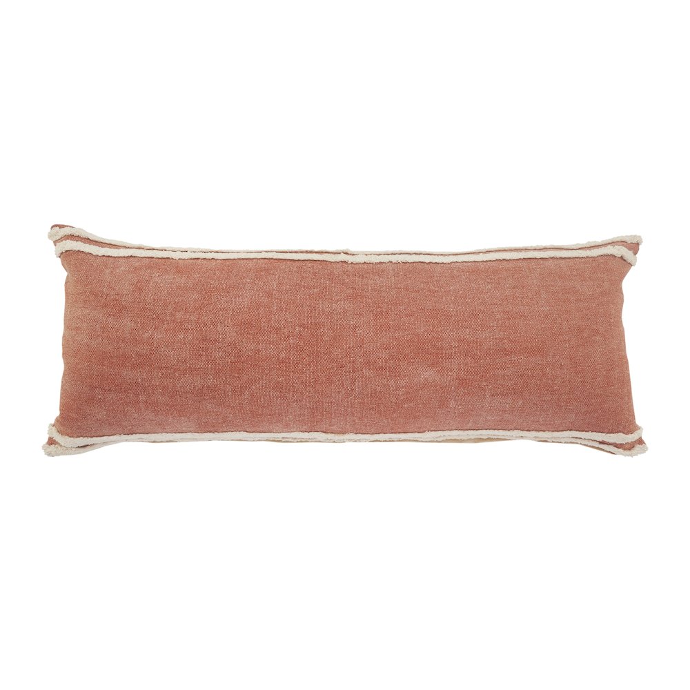 Soft Striped Cinnamon Lumbar Throw Pillow. Picture 1