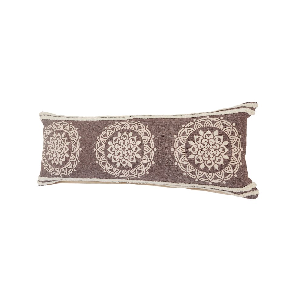 Floral Medallion Lumbar Throw Pillow with Stripe Border. Picture 8