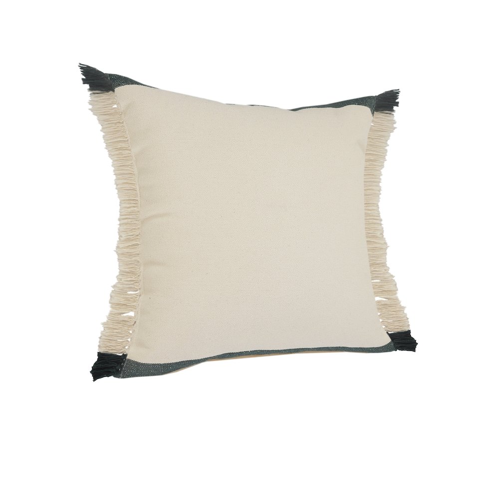 Juniper Green Striped Throw Pillow with Fringe. Picture 4