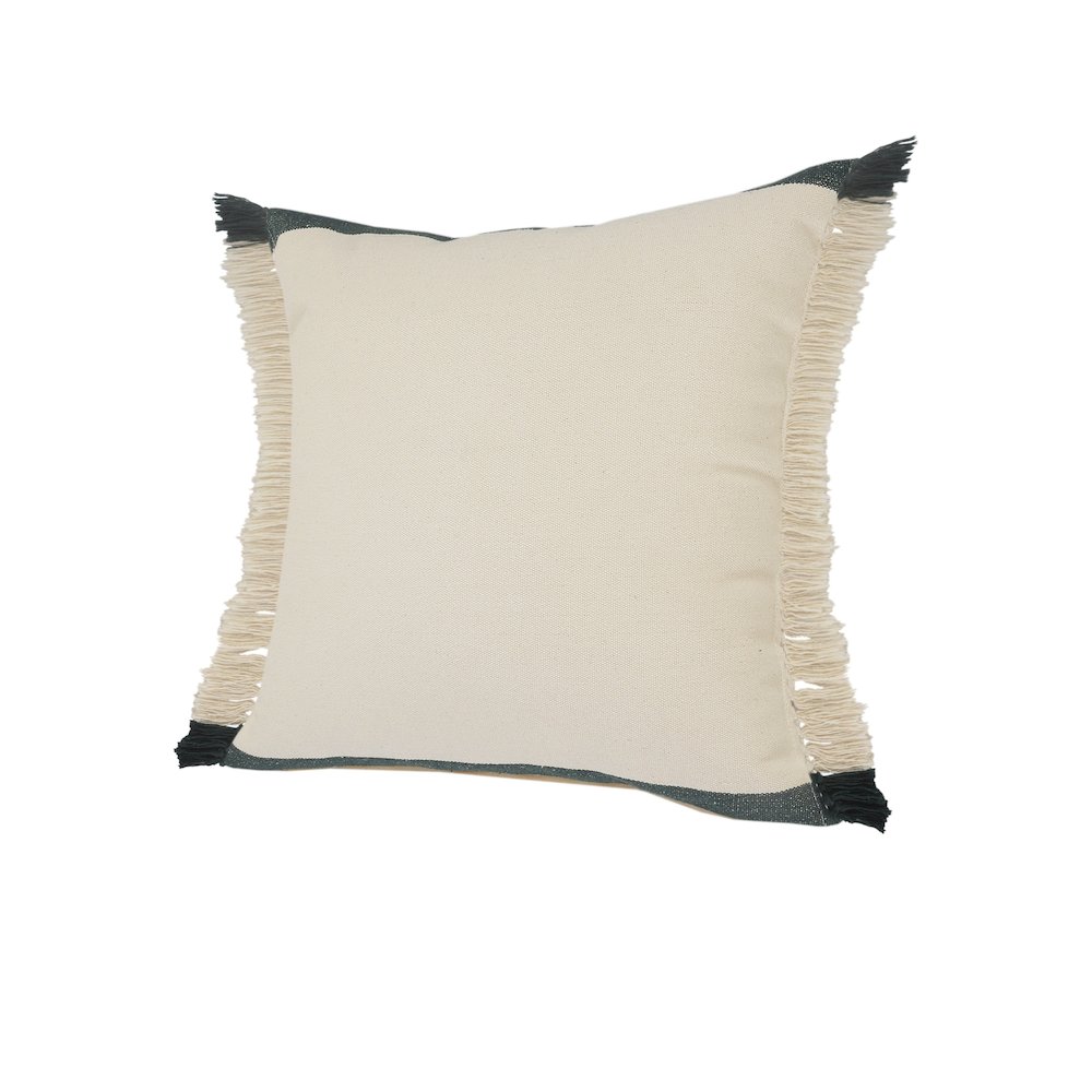 Juniper Green Striped Throw Pillow with Fringe. Picture 5