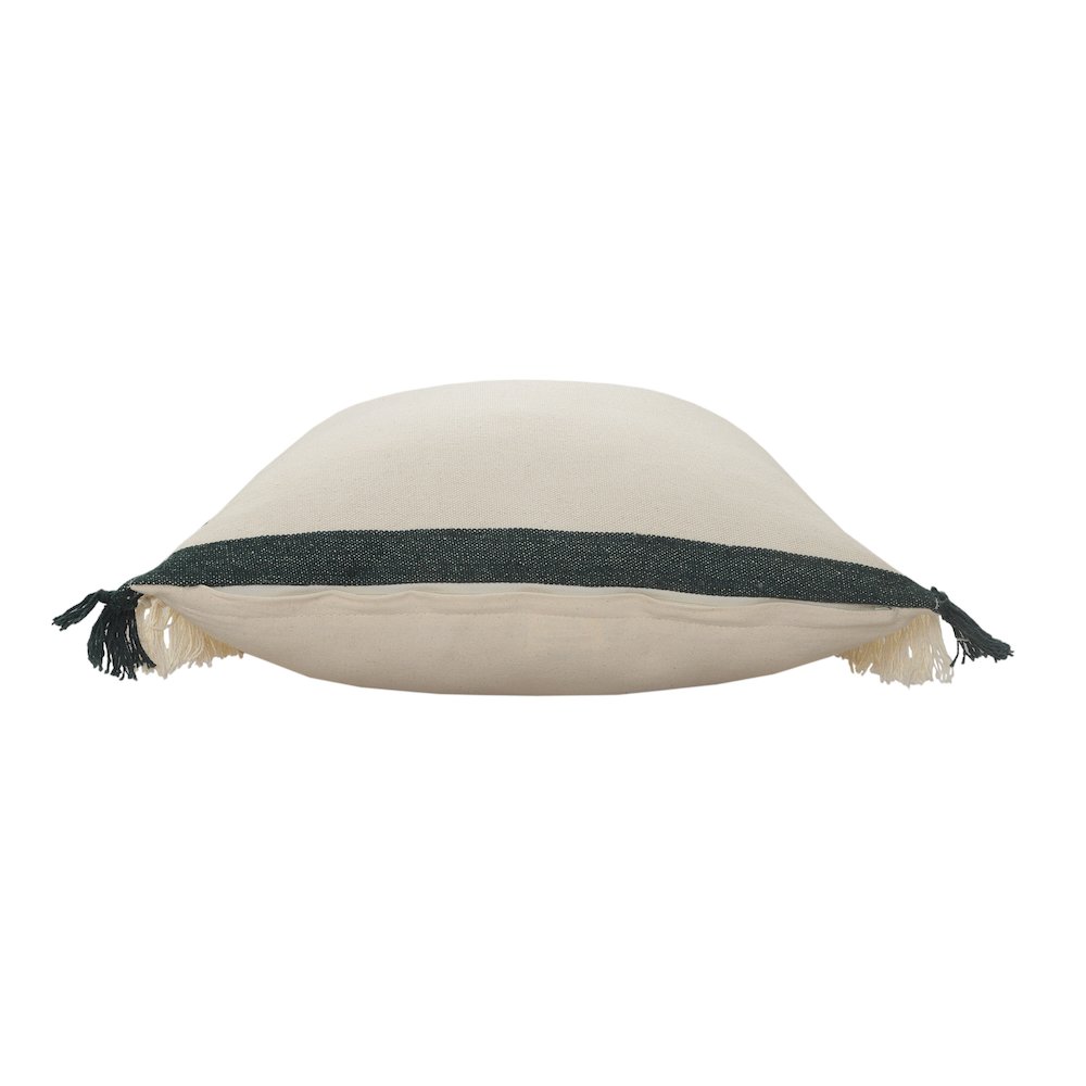 Juniper Green Striped Throw Pillow with Fringe. Picture 6
