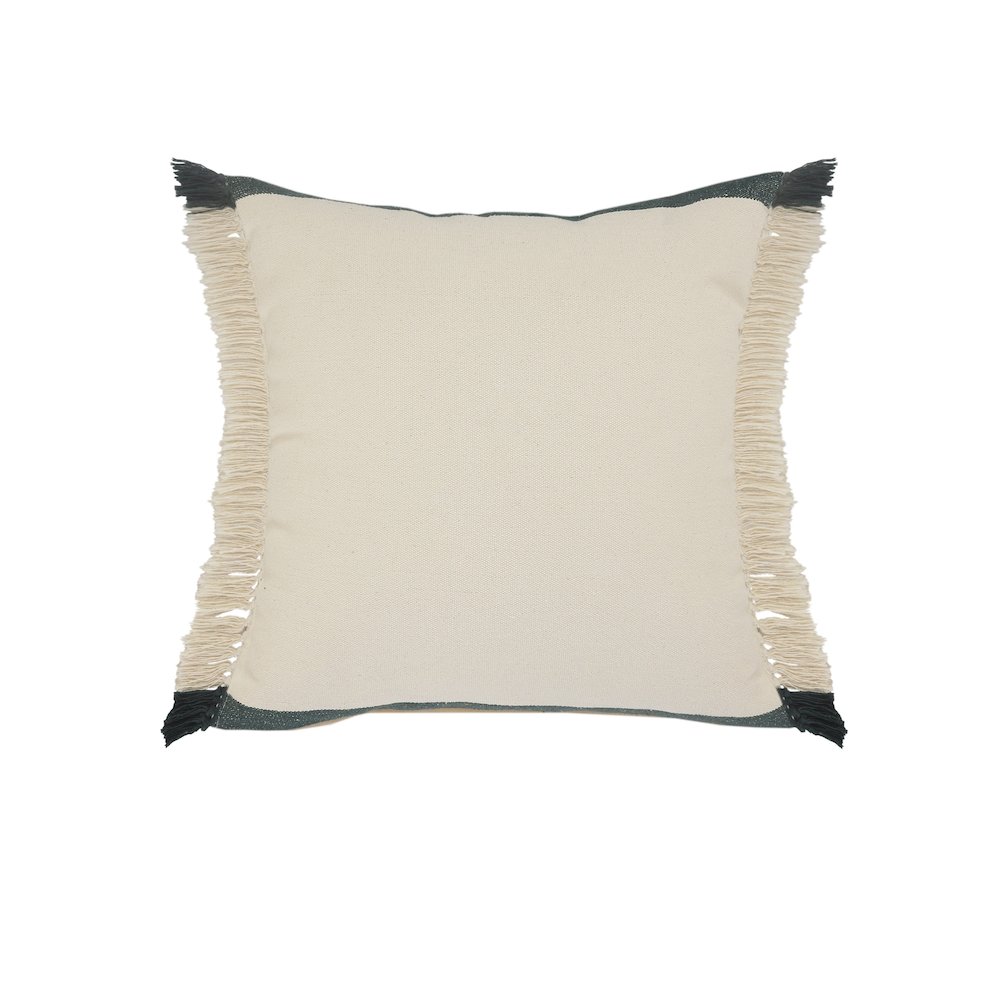 Juniper Green Striped Throw Pillow with Fringe. Picture 1