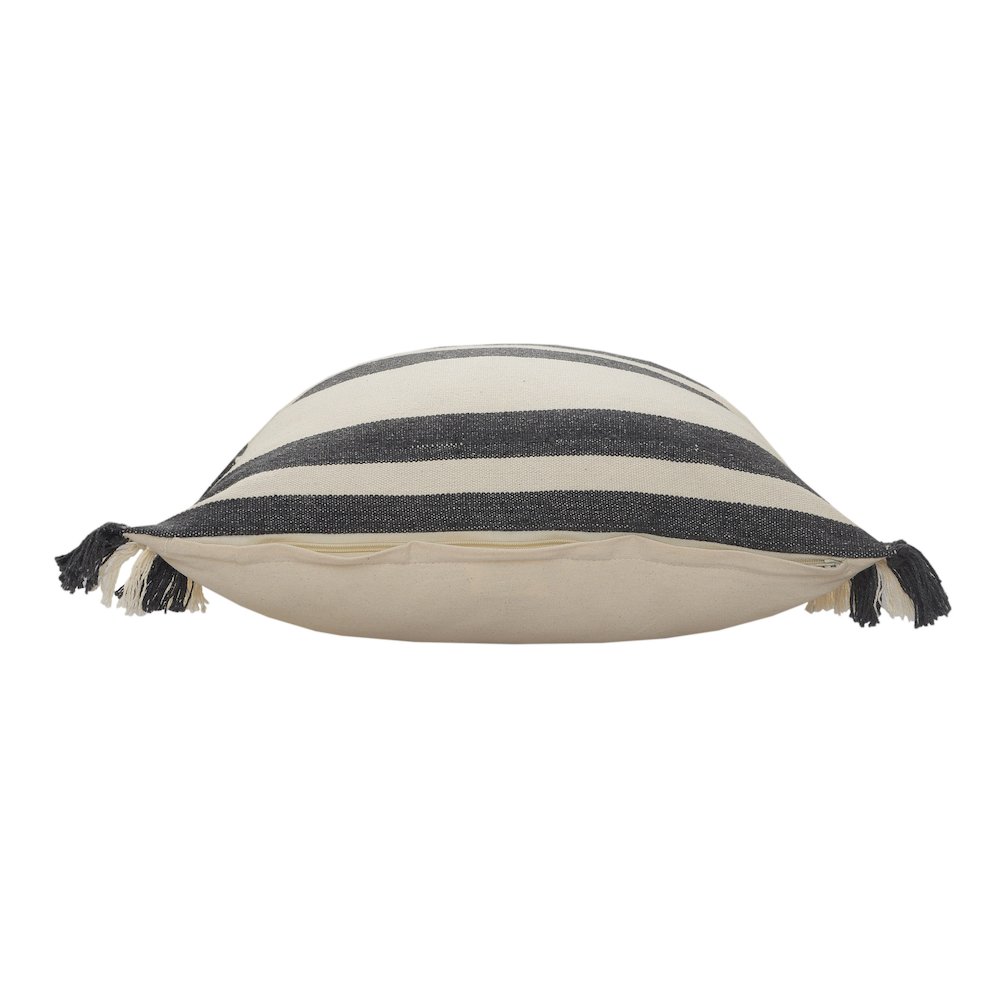 Gray Double Striped Throw Pillow with Fringe. Picture 6