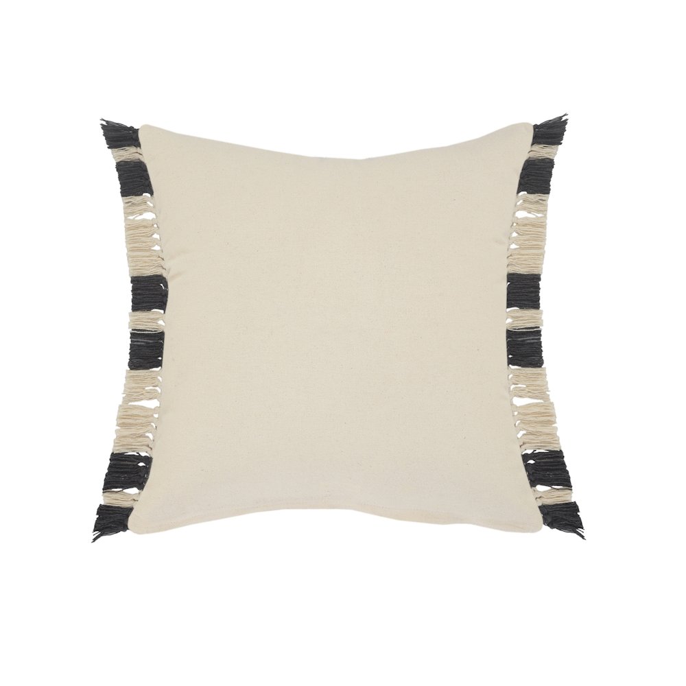 Gray Double Striped Throw Pillow with Fringe. Picture 7