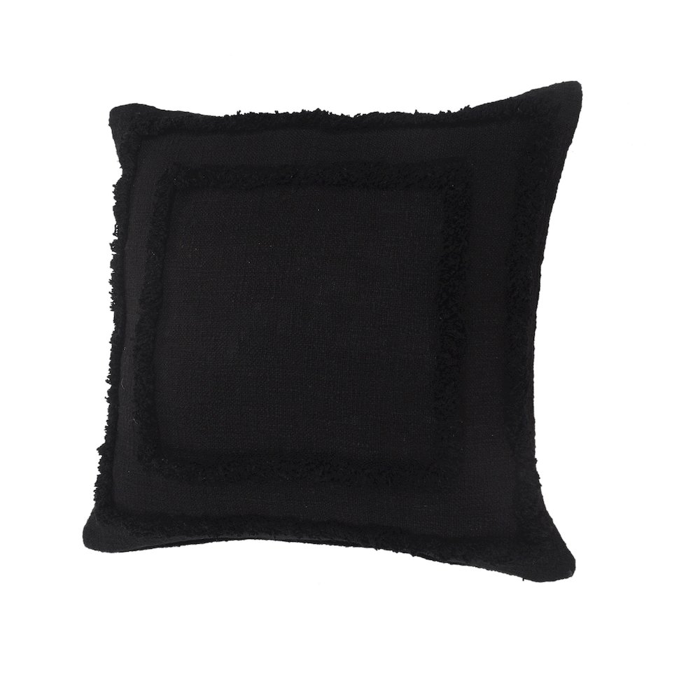 Modern Tufted Solid Black Throw Pillow. Picture 5