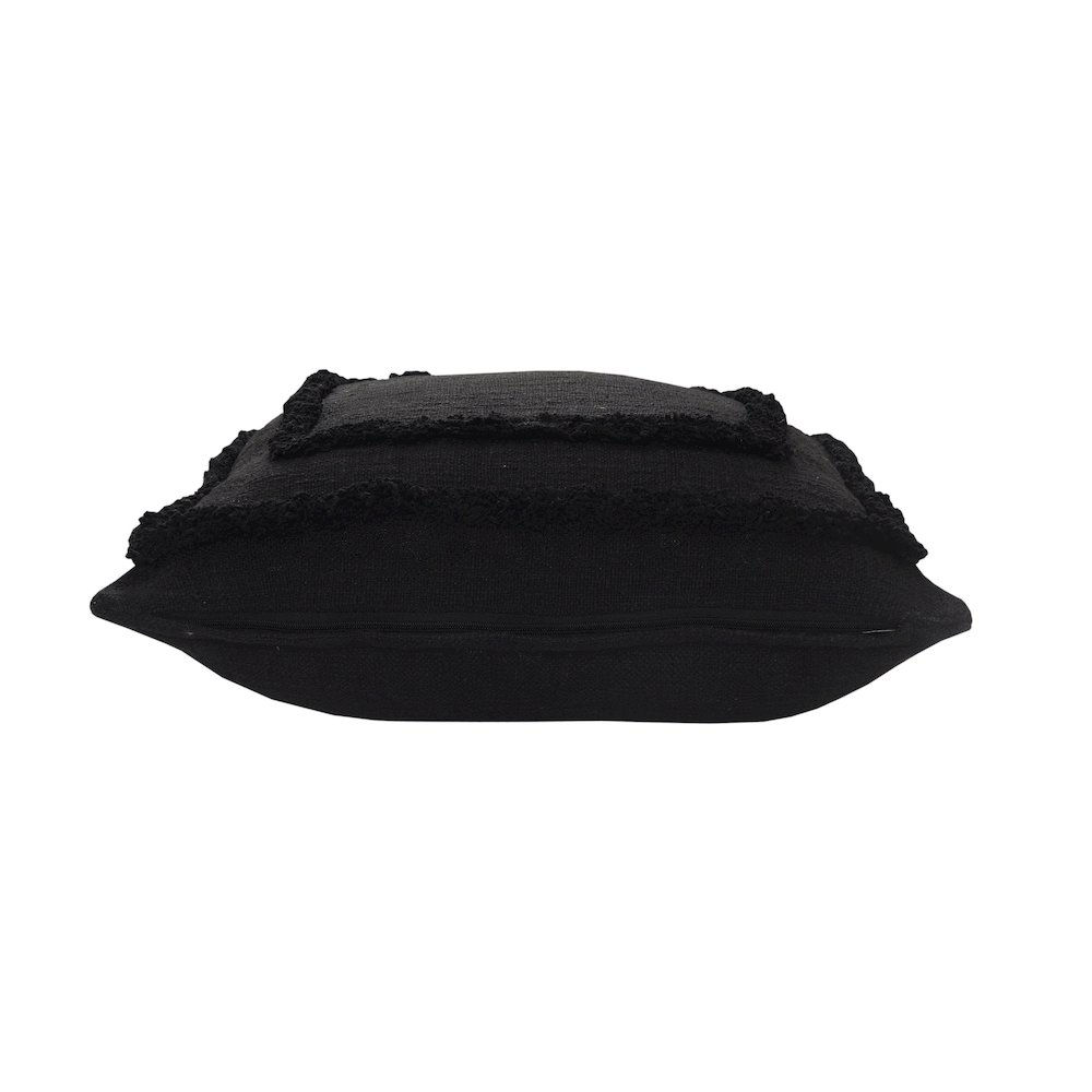 Modern Tufted Solid Black Throw Pillow. Picture 6