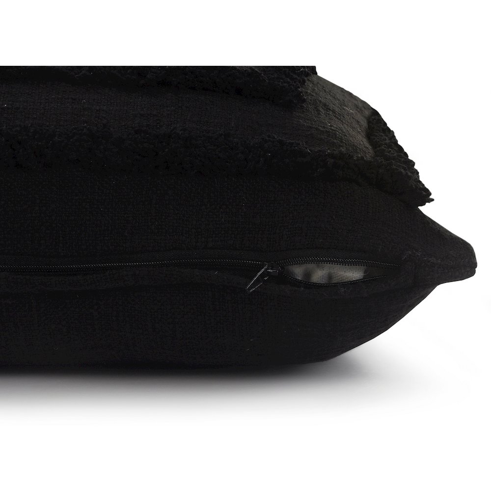 Modern Tufted Solid Black Lumbar Throw Pillow. Picture 3