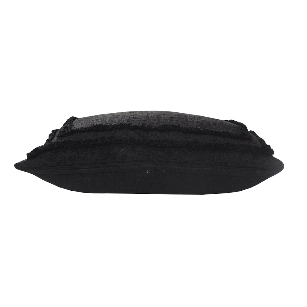 Modern Tufted Solid Black Lumbar Throw Pillow. Picture 6