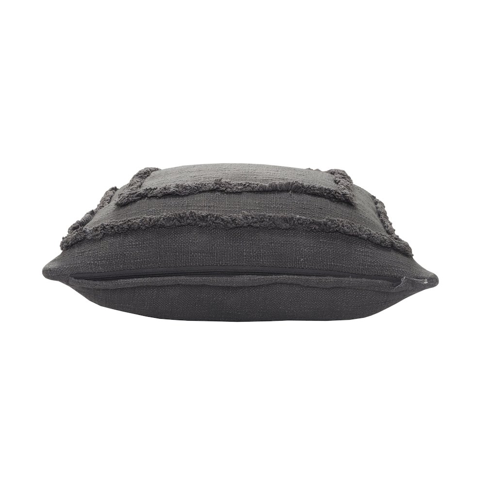 Modern Tufted Solid Gray Throw Pillow. Picture 6