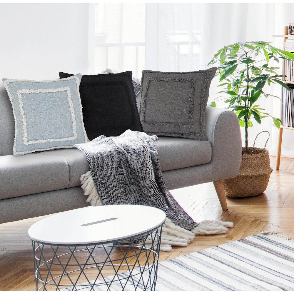 Modern Tufted Solid Gray Throw Pillow. Picture 9