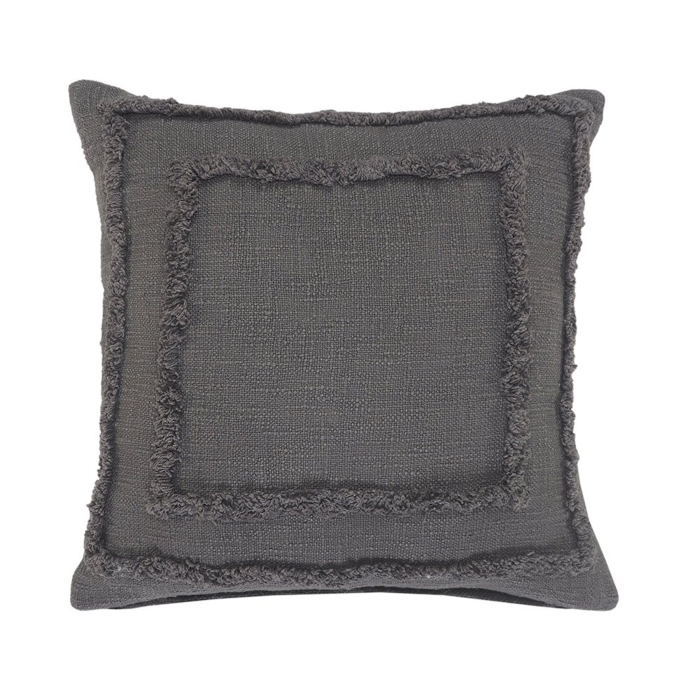 Modern Tufted Solid Gray Throw Pillow. Picture 1