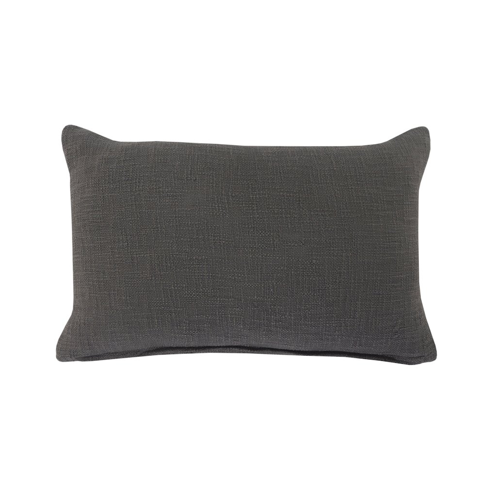 Modern Tufted Solid Gray Lumbar Throw Pillow. Picture 7