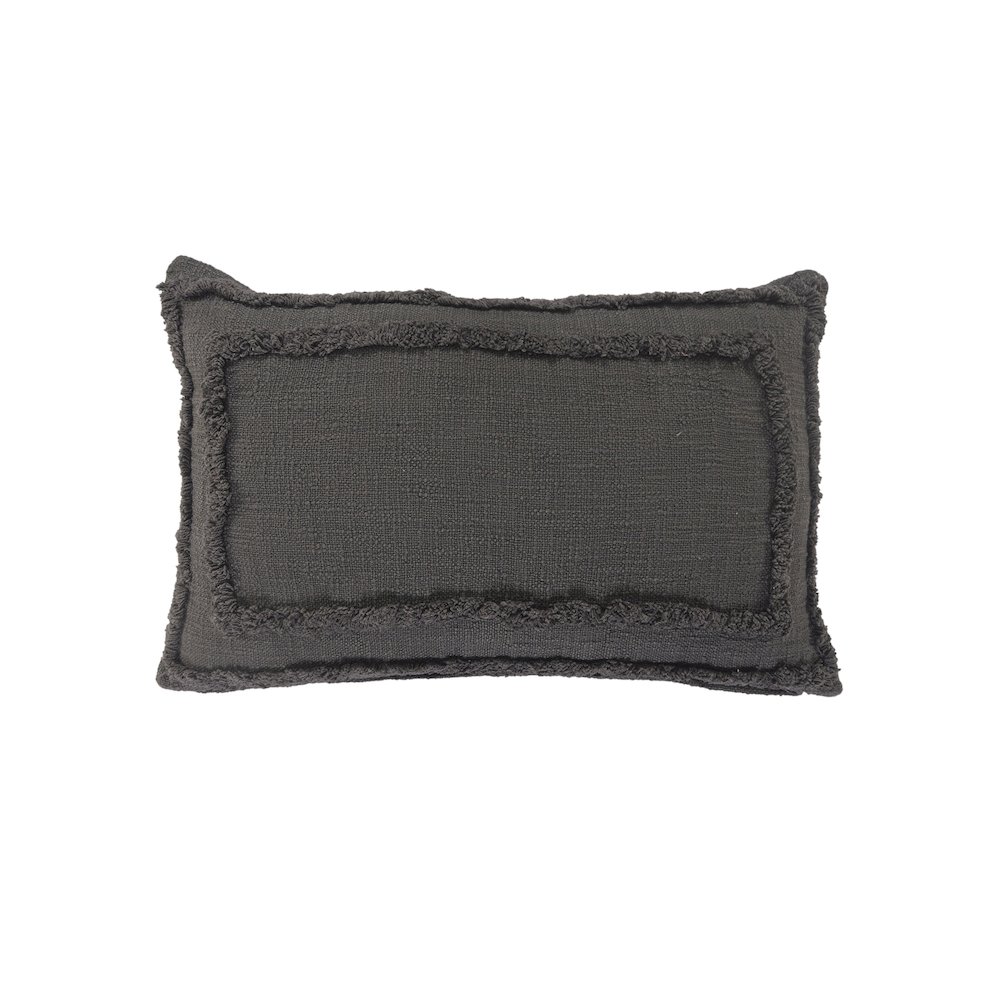 Modern Tufted Solid Gray Lumbar Throw Pillow. Picture 1
