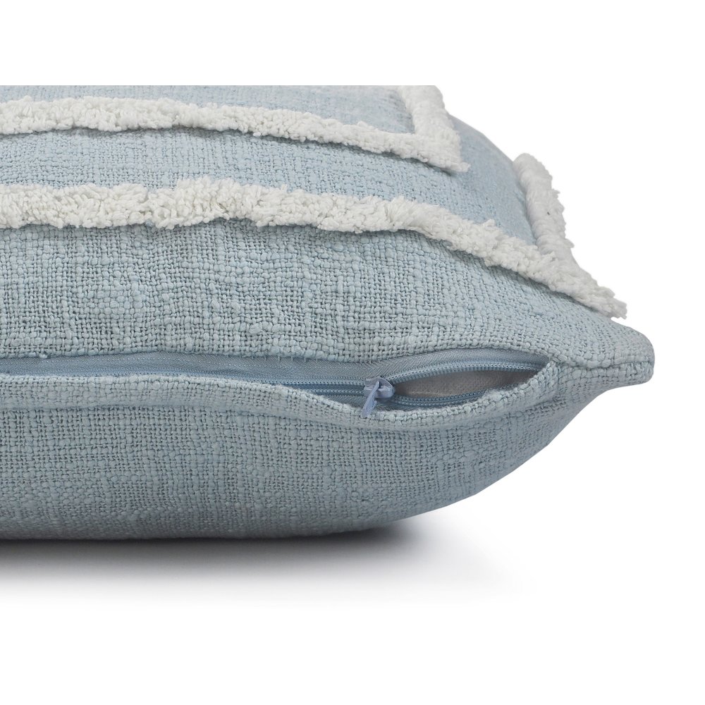 Modern Tufted Sky Blue Throw Pillow. Picture 3