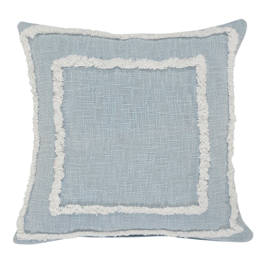 Modern Tufted Sky Blue Throw Pillow. Picture 1