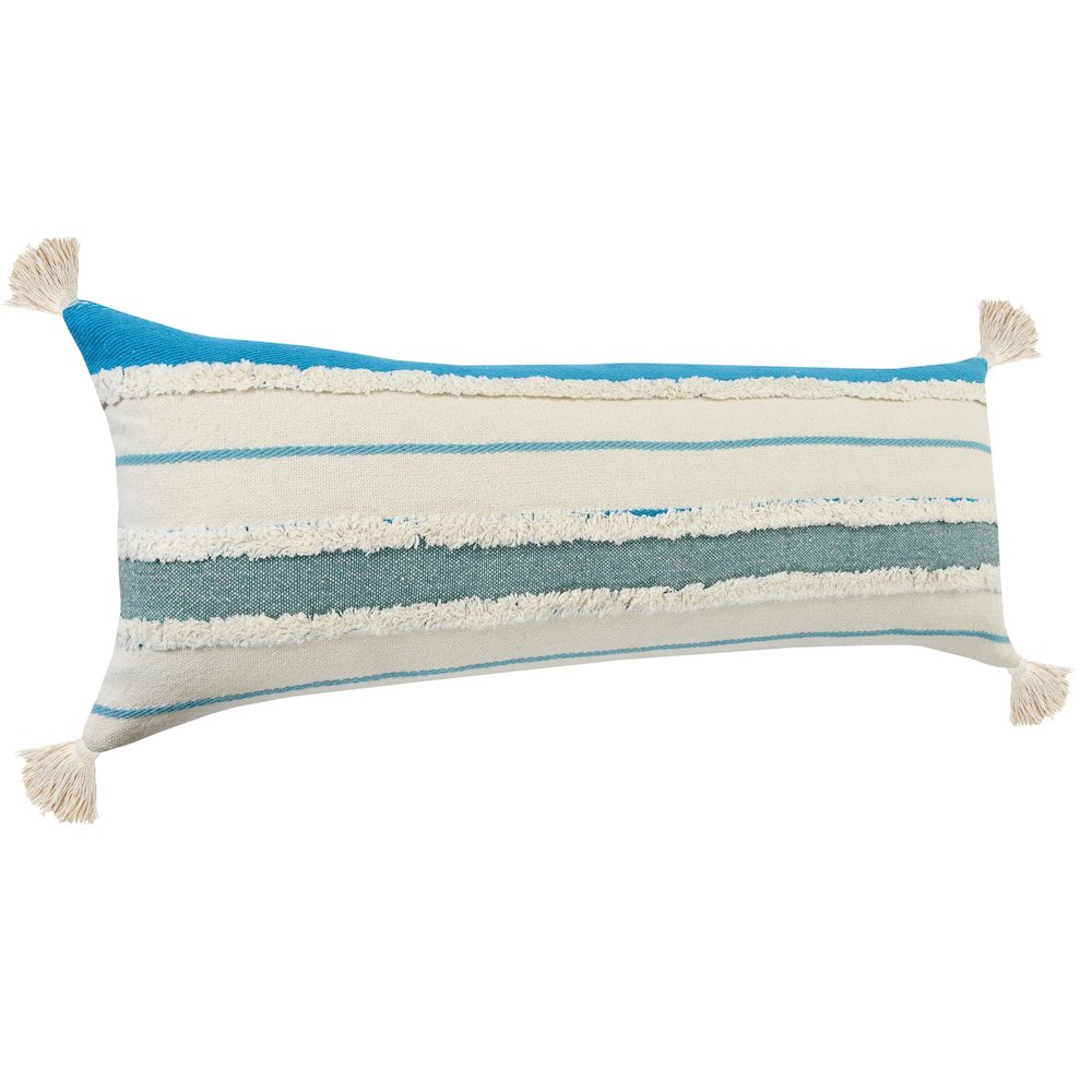 Turquoise Quarry Striped Lumbar Throw Pillow. Picture 4