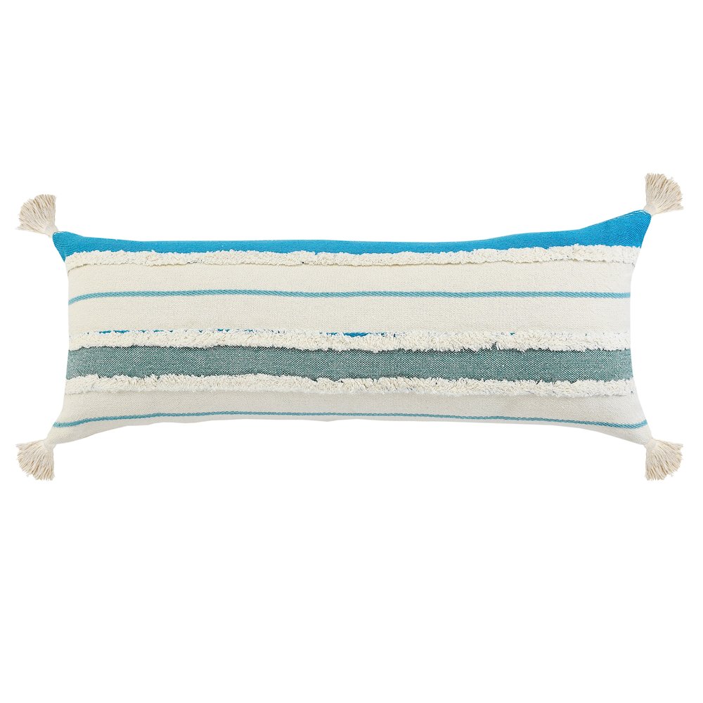 Turquoise Quarry Striped Lumbar Throw Pillow. Picture 1
