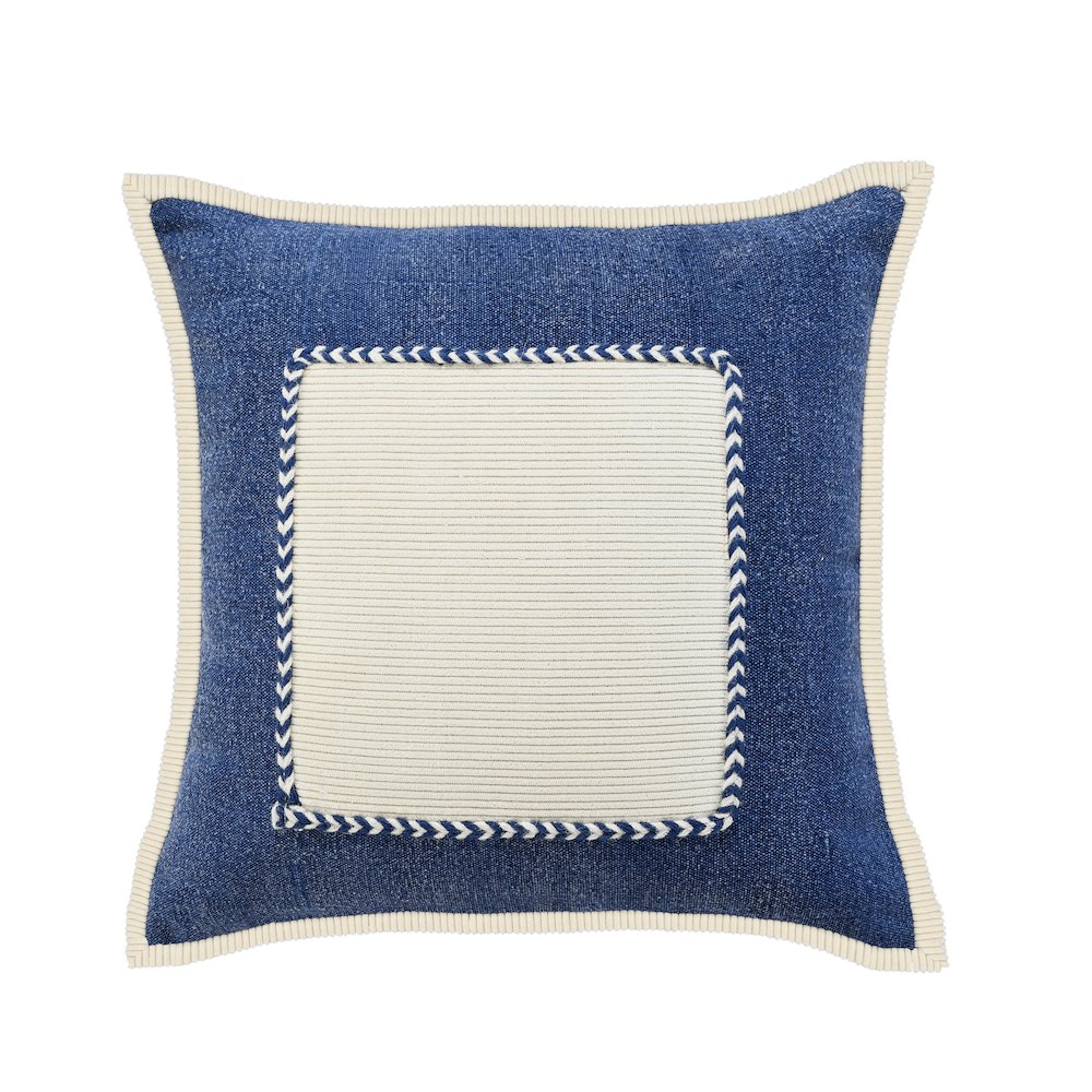 Navy Riviera Framed Throw Pillow. Picture 1