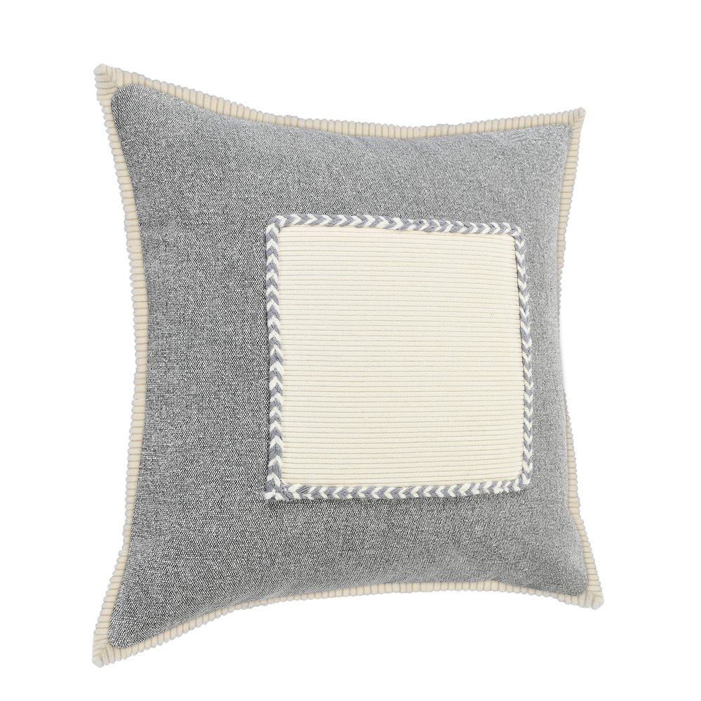 Neutral Gray Riviera Framed Throw Pillow. Picture 4