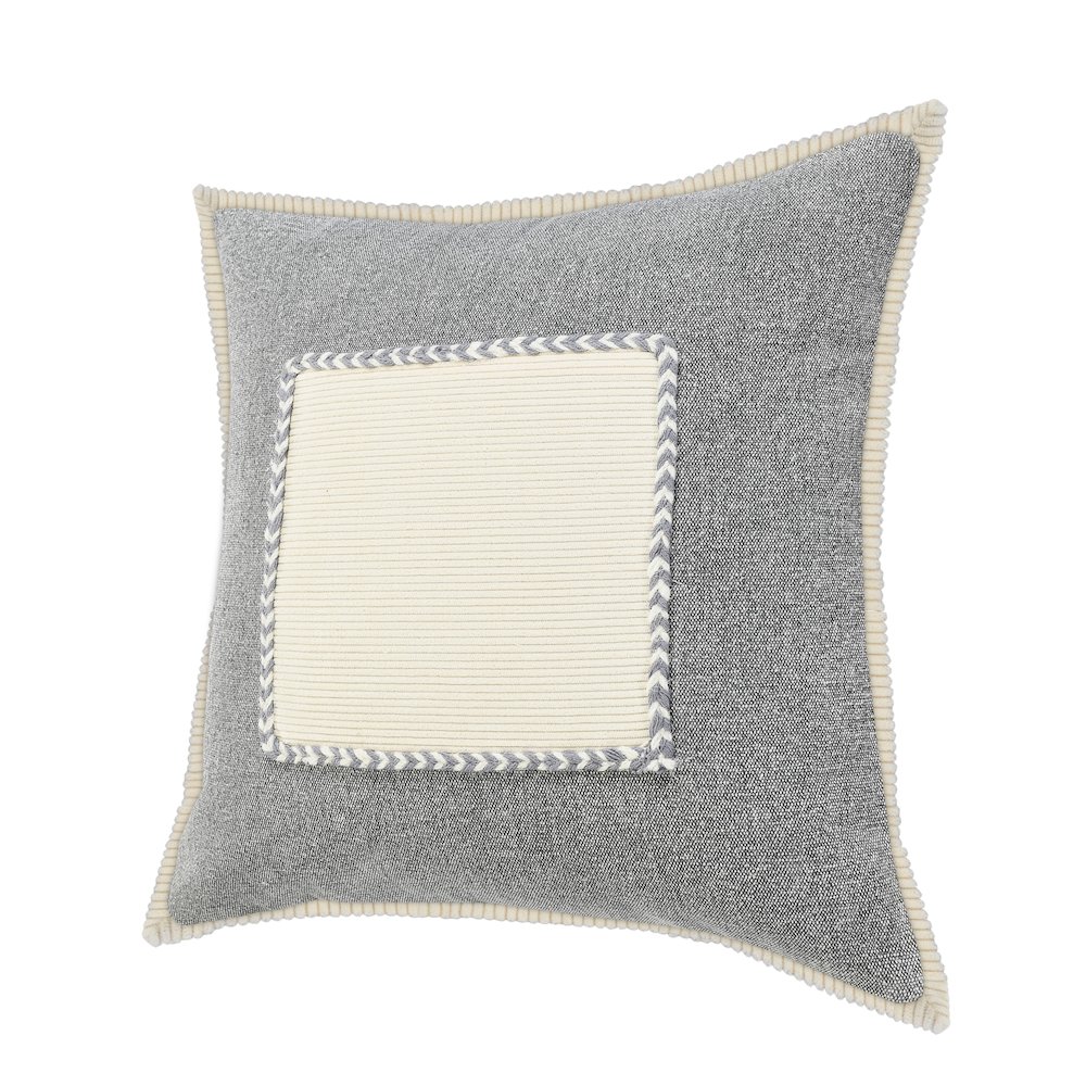 Neutral Gray Riviera Framed Throw Pillow. Picture 5