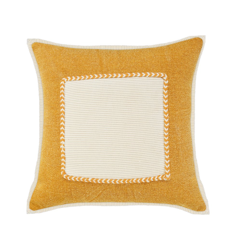 Golden Glow Yellow Riviera Framed Throw Pillow. Picture 1