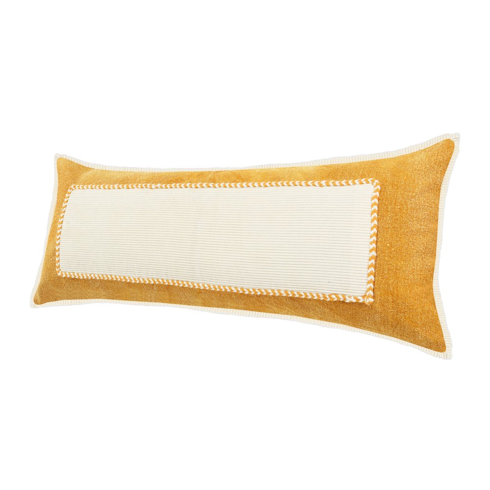 Golden Glow Yellow Riviera Framed Lumbar Throw Pillow. Picture 5