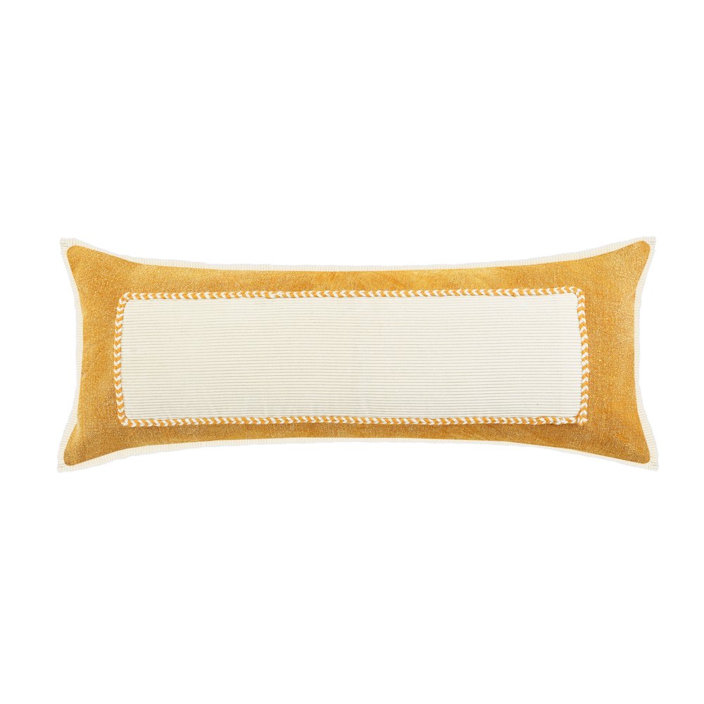 Golden Glow Yellow Riviera Framed Lumbar Throw Pillow. Picture 1