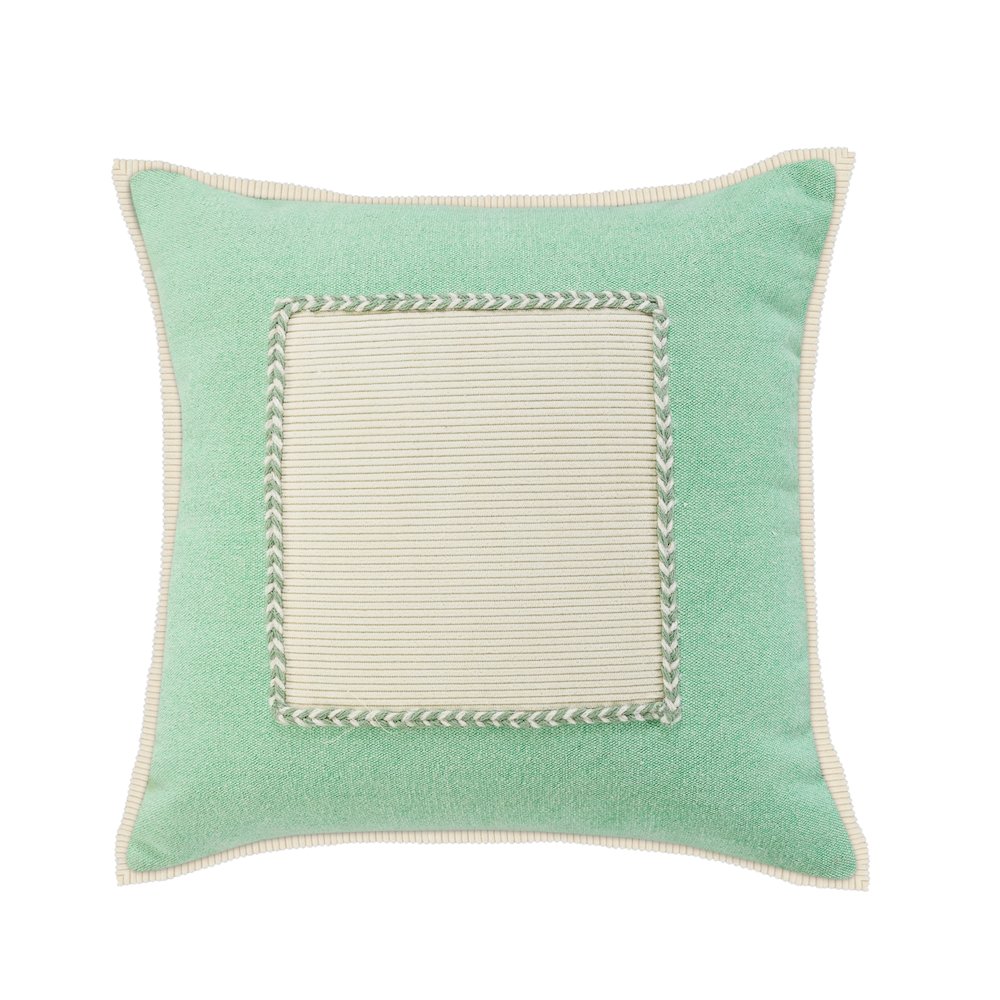 Pastel Green Riviera Framed Throw Pillow. Picture 1