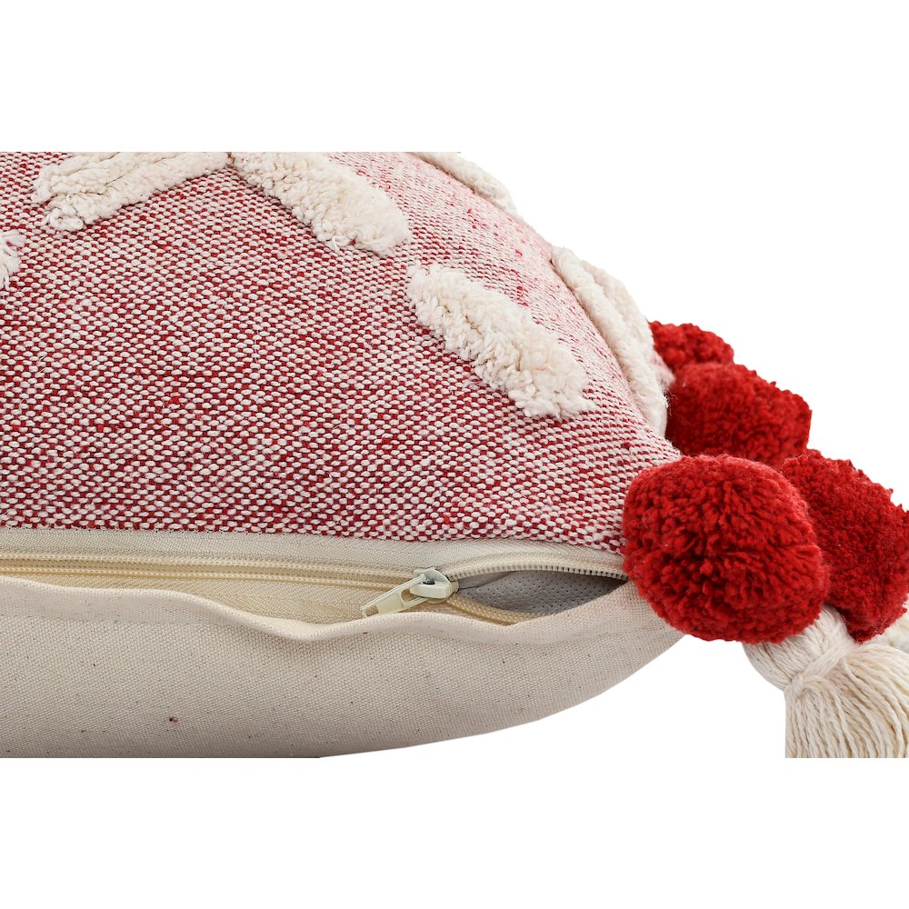 Heute Red Zeal Pom Throw Pillow. Picture 3