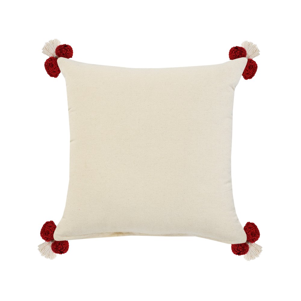 Heute Red Zeal Pom Throw Pillow. Picture 7