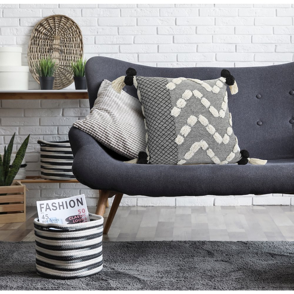 Gray Zeal Pom Throw Pillow. Picture 9