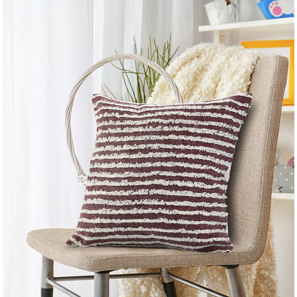 Merlot Red Wispy Ways Throw Pillow. Picture 9