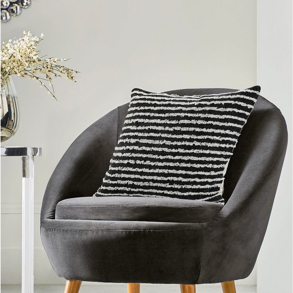 Black Wispy Ways Throw Pillow. Picture 9