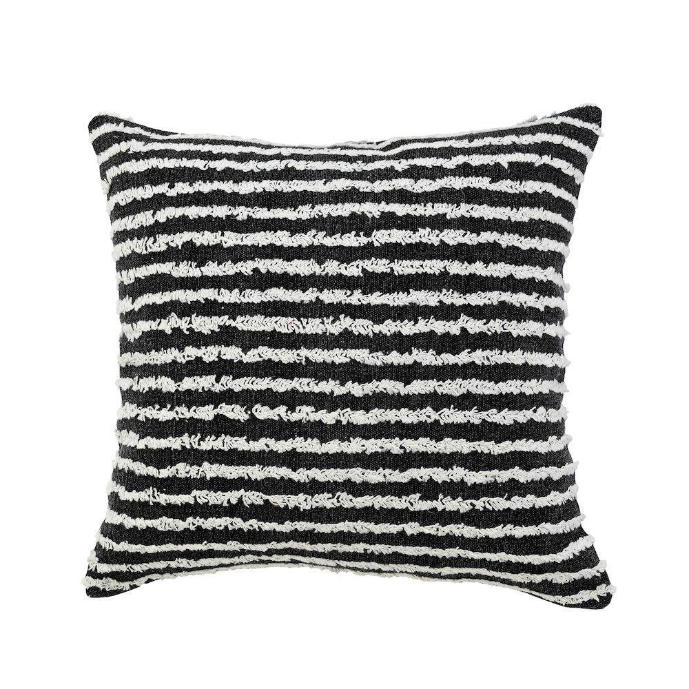 Black Wispy Ways Throw Pillow. Picture 1