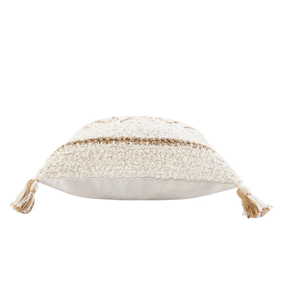 Boho-Chic Diamond Jute and Cotton Throw Pillow. Picture 6