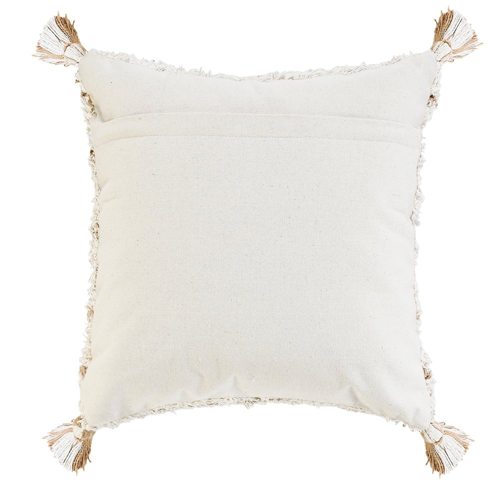 Boho-Chic Diamond Jute and Cotton Throw Pillow. Picture 7