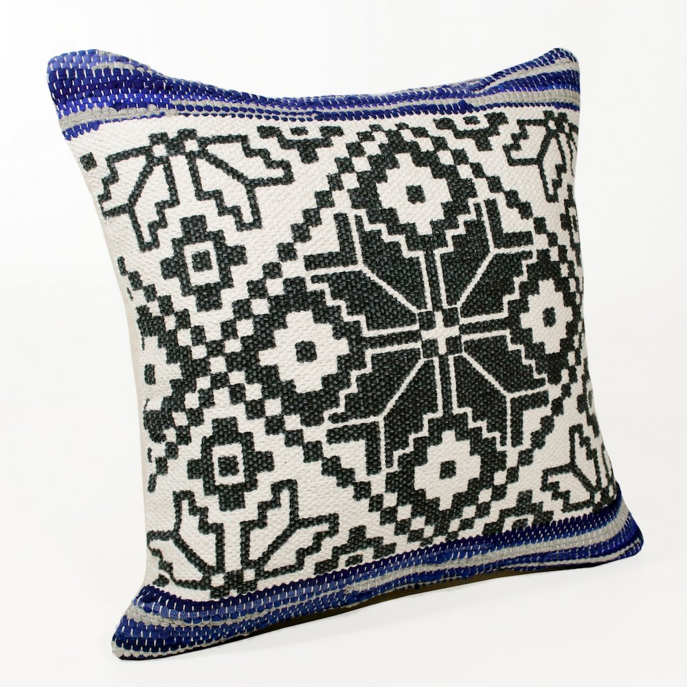 Evette Rios Mindy Bordered Mosaic Cotton Blend Throw Pillow. Picture 4