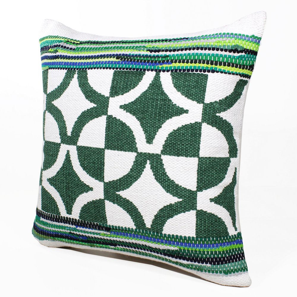 Evette Rios Mindy Boho Bordered  Mosaic Cotton Blend Throw Pillow. Picture 5